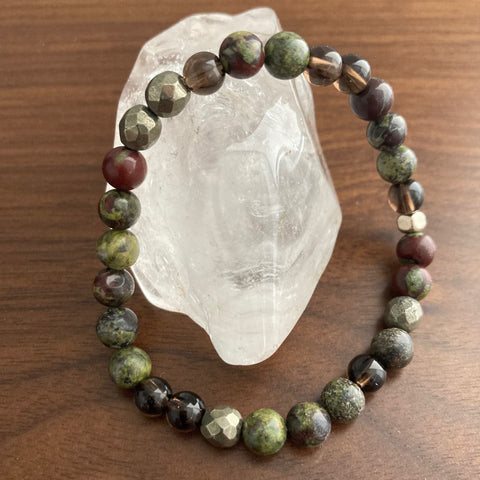dragon blood jasper | smoky quartz | pyrite