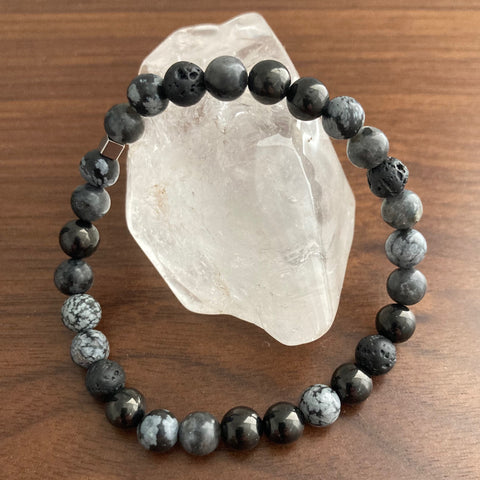 jet | larvikite | snowflake obsidian | lava stone
