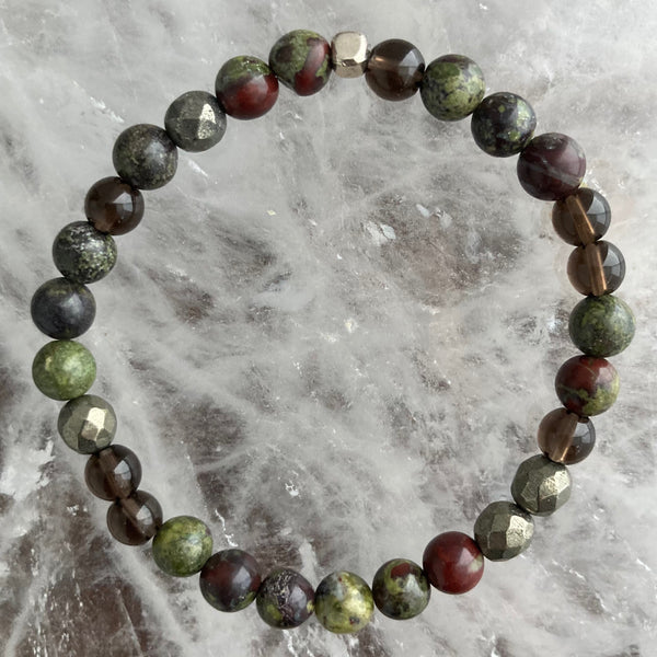 dragon blood jasper | smoky quartz | pyrite