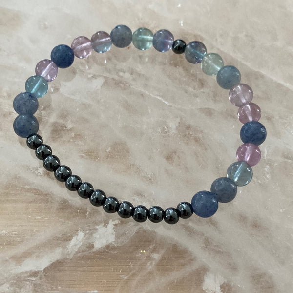 hematite | fluorite | blue aventurine